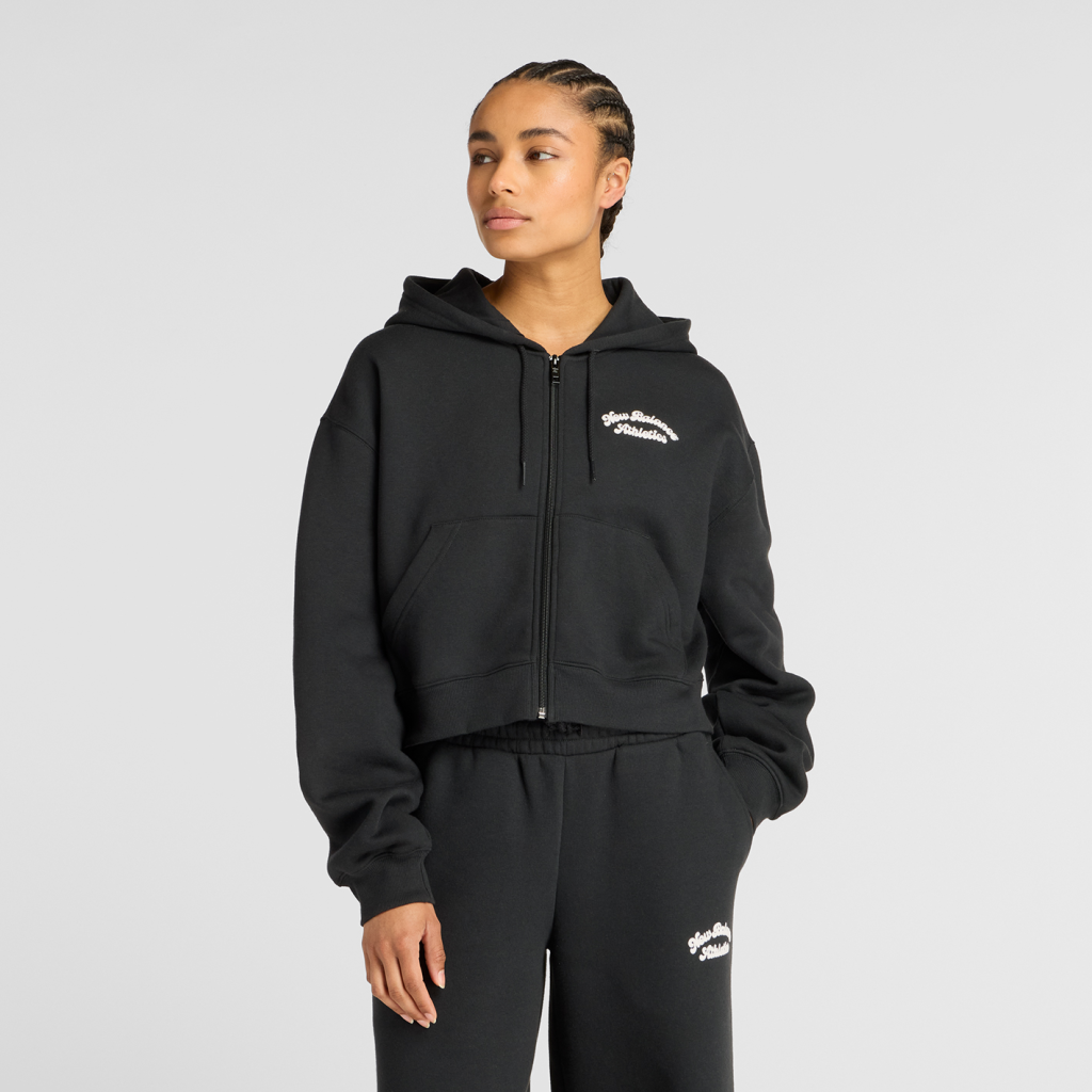 New Balance W Linear Heritage Fleece Full Zip in SCHWARZ