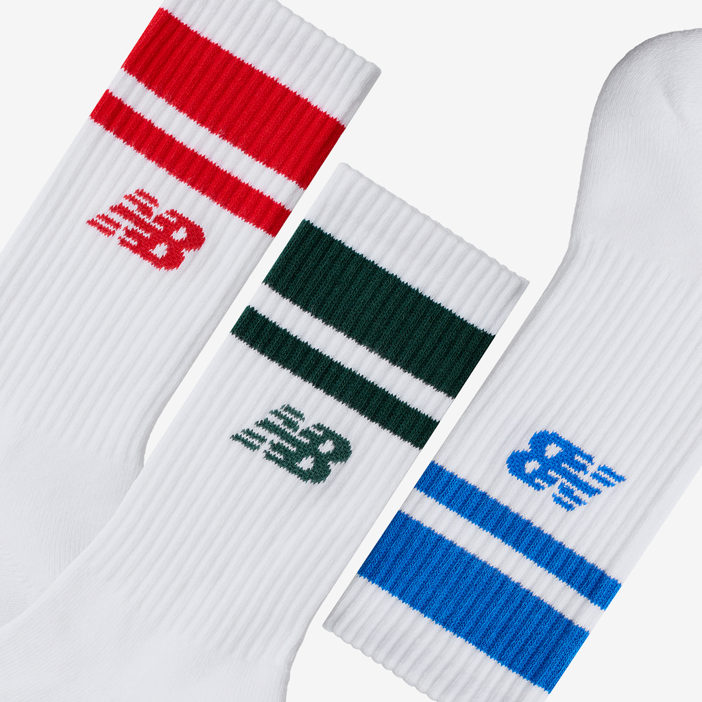 New Balance Everyday Stripe Midcalf 3 Pack in WEISS