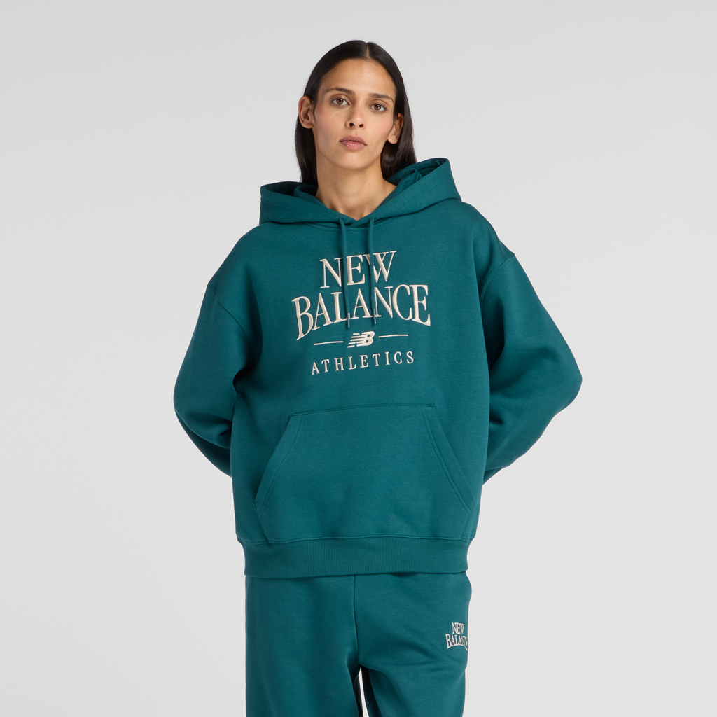 New Balance W Linear Heritage Fleece Hoodie in GRÜN