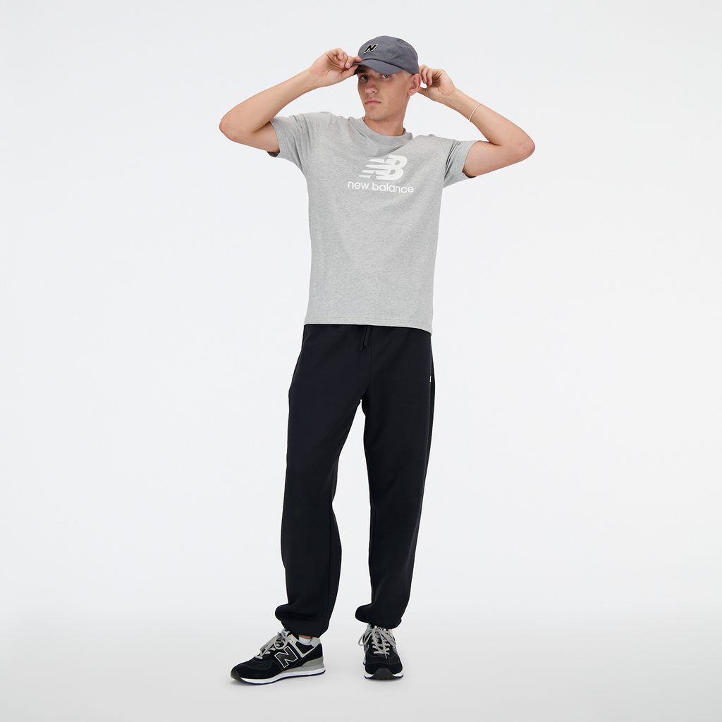 New Balance Sport Essentials Stacked Logo T-Shirt in GRAU