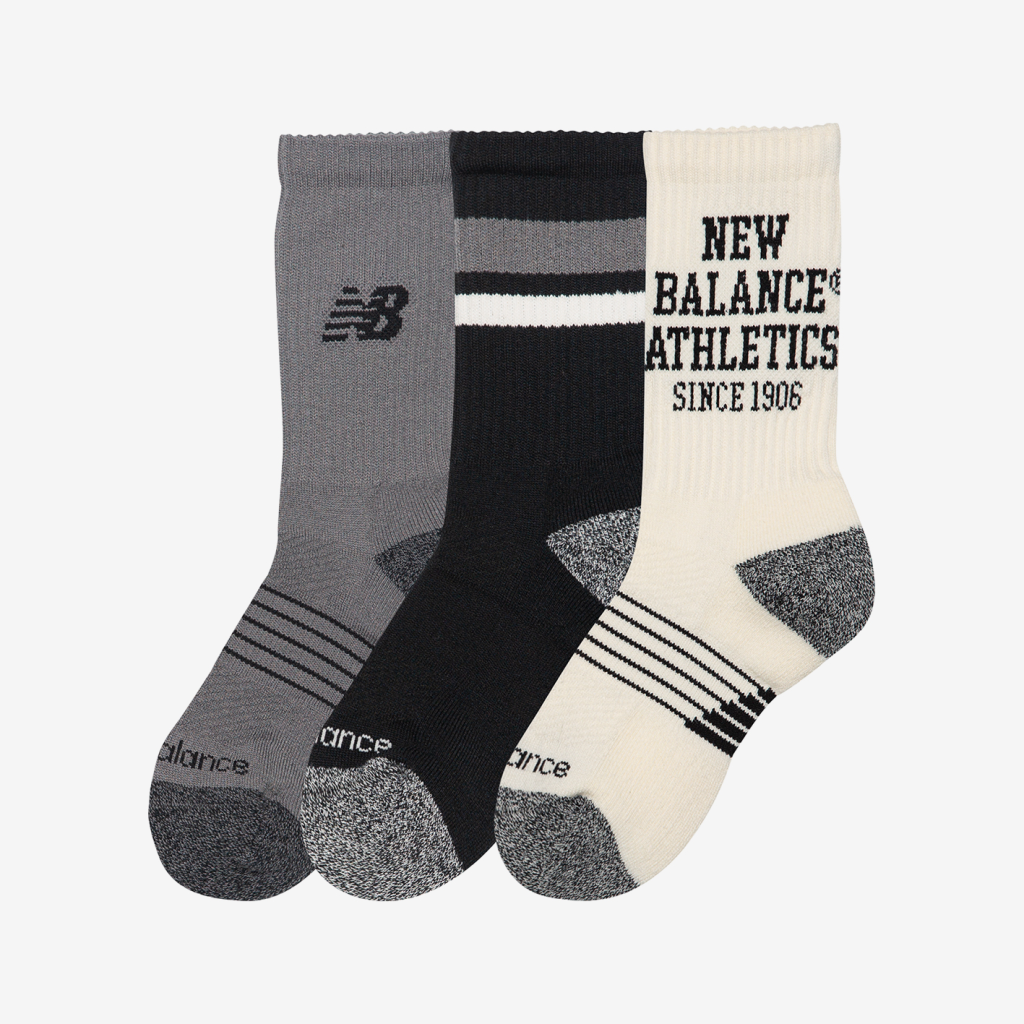 New Balance Youth Active Graphic Crew Socks 3 Pack in MEHRFARBIG