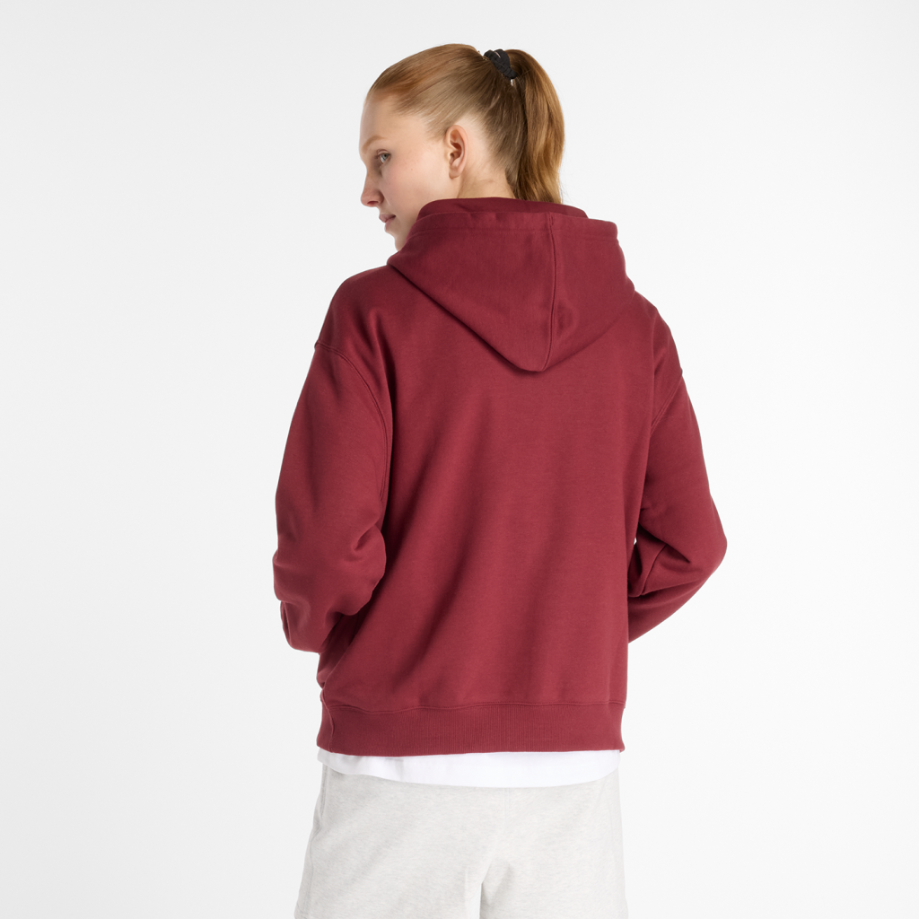 New Balance W Sport Essentials French Terry Stacked Logo Hoodie in ROT