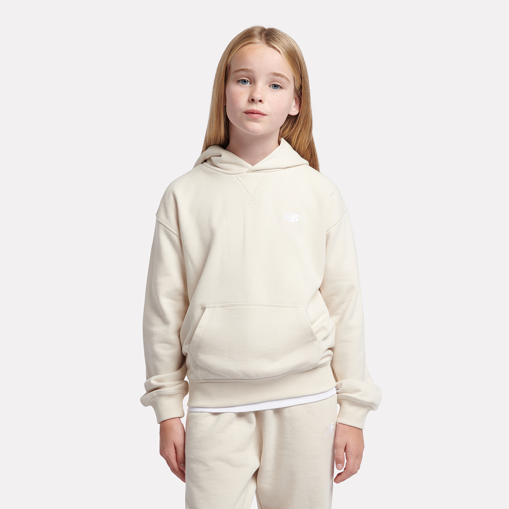 New Balance G New Balance French Terry Small Logo Hoodie in BEIGE