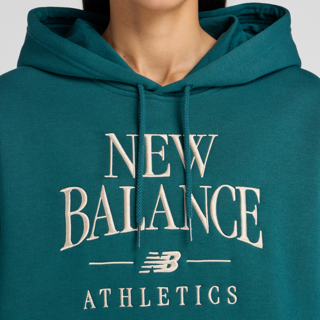 New Balance W Linear Heritage Fleece Hoodie in GRÜN