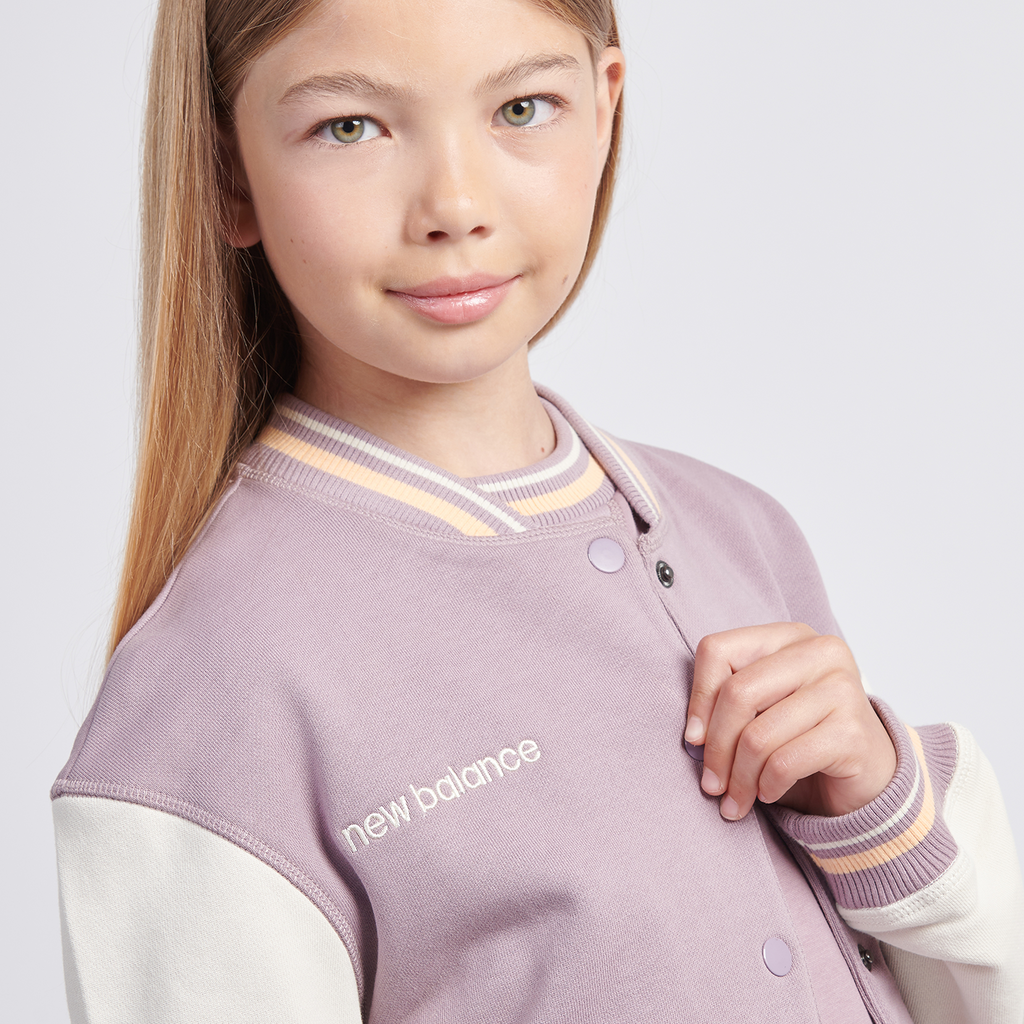New Balance G NB Premium Loop Back Baseball Jacket in VIOLETT