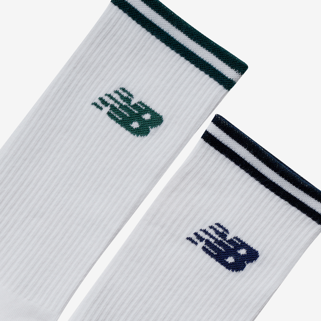 New Balance Running Stripe Midcalf Socks 2 Pack in WEISS