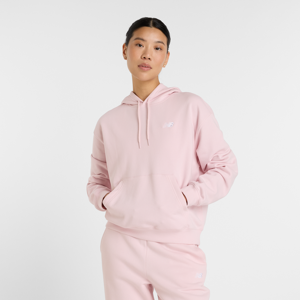 New Balance W Sport Essentials French Terry Small Logo Hoodie in PINK