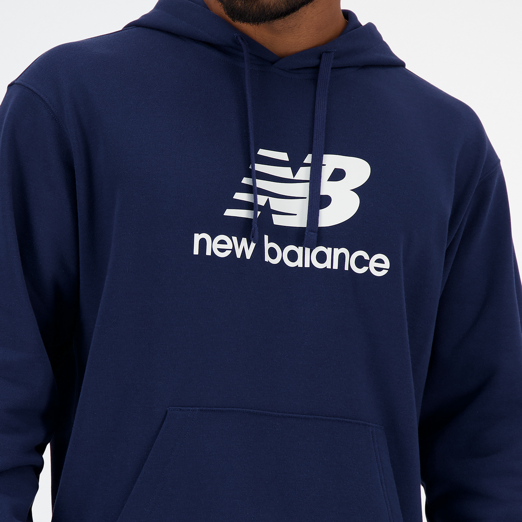 New Balance Sport Essentials Stacked Logo French Terry Hoodie in BLAU