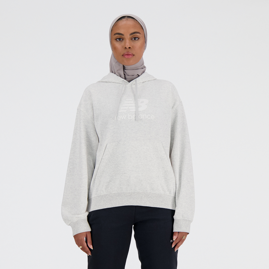 New Balance W Sport Essentials French Terry Stacked Logo Hoodie in GRAU