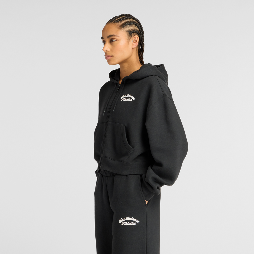 New Balance W Linear Heritage Fleece Full Zip in SCHWARZ