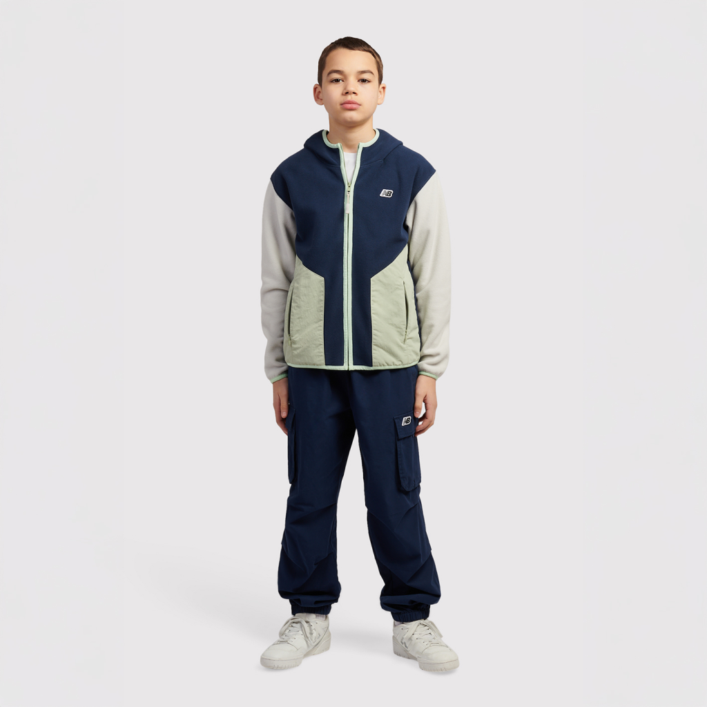 New Balance B NB PREMIUM PANELLED FLEECE JACKET in BLAU