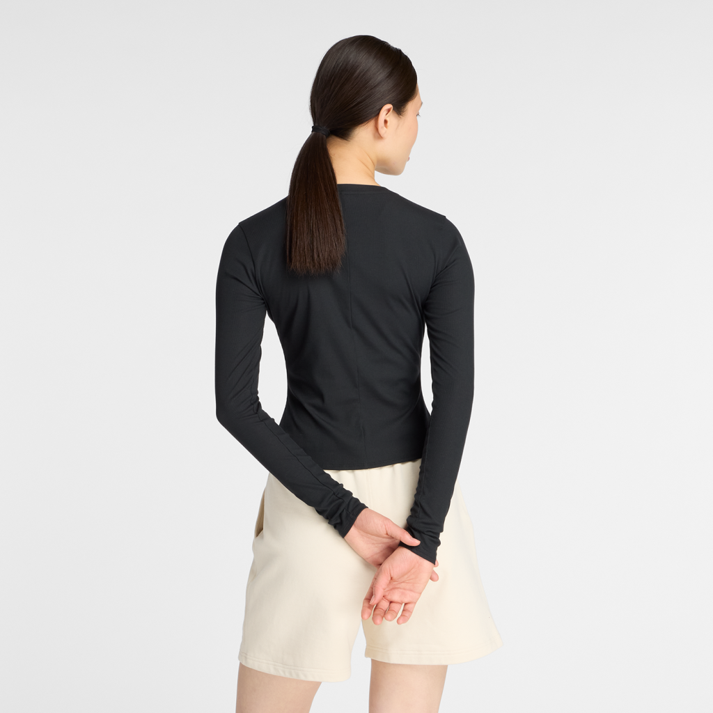 New Balance W Micro-Rib Long Sleeve in SCHWARZ