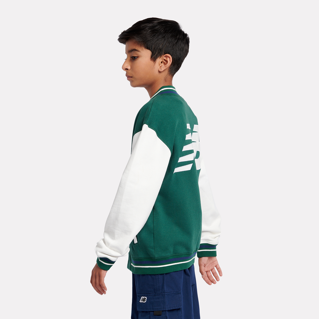New Balance B NB Premium Loop Back Baseball Jacket in GRÜN