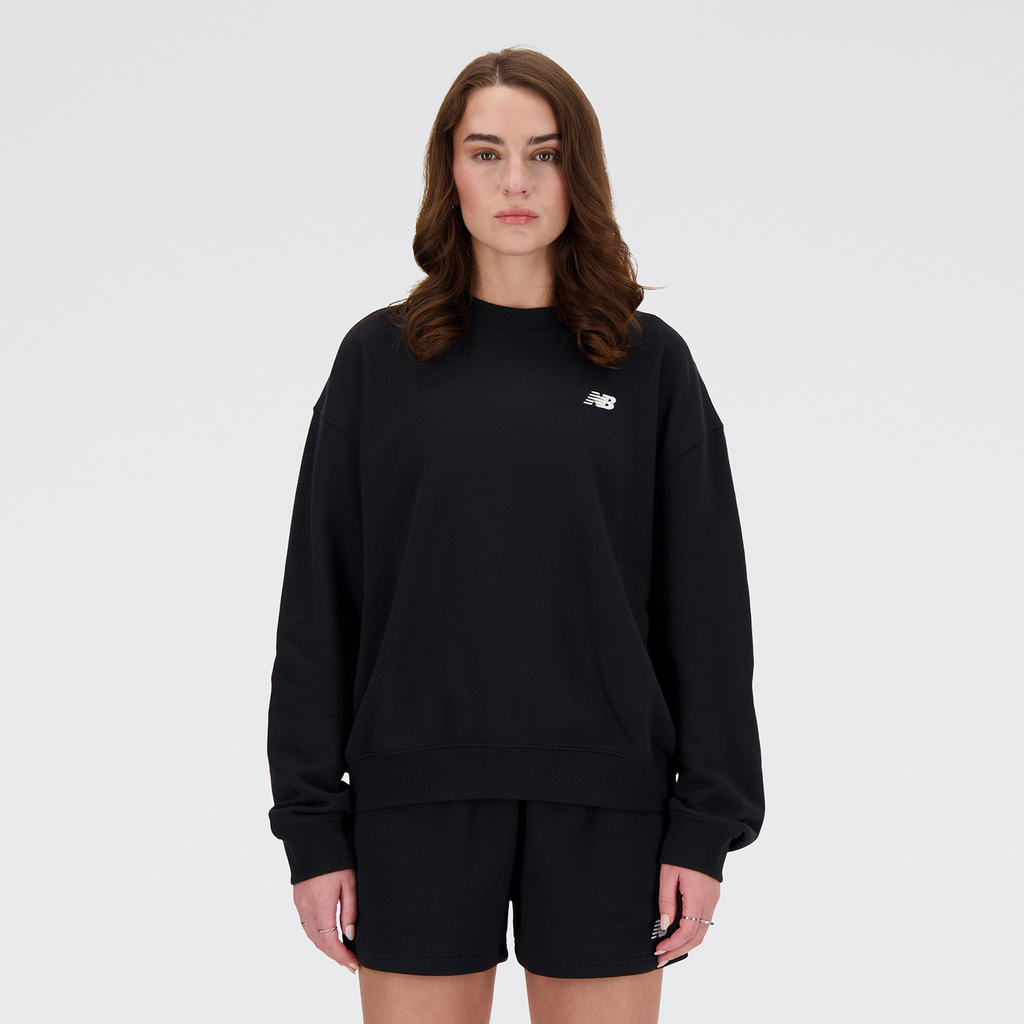 New Balance W Sport Essentials French Terry Small Logo Crew in SCHWARZ