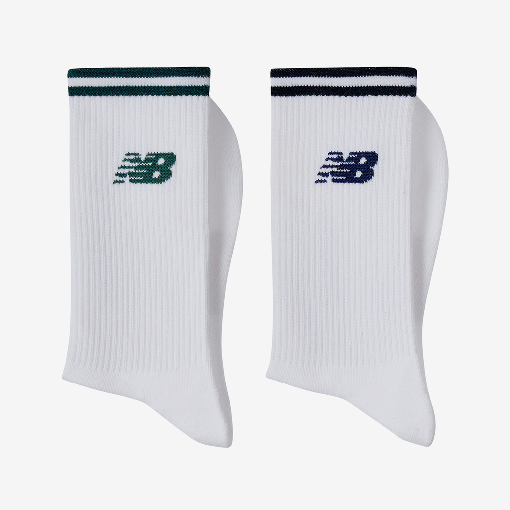 New Balance Running Stripe Midcalf Socks 2 Pack in WEISS