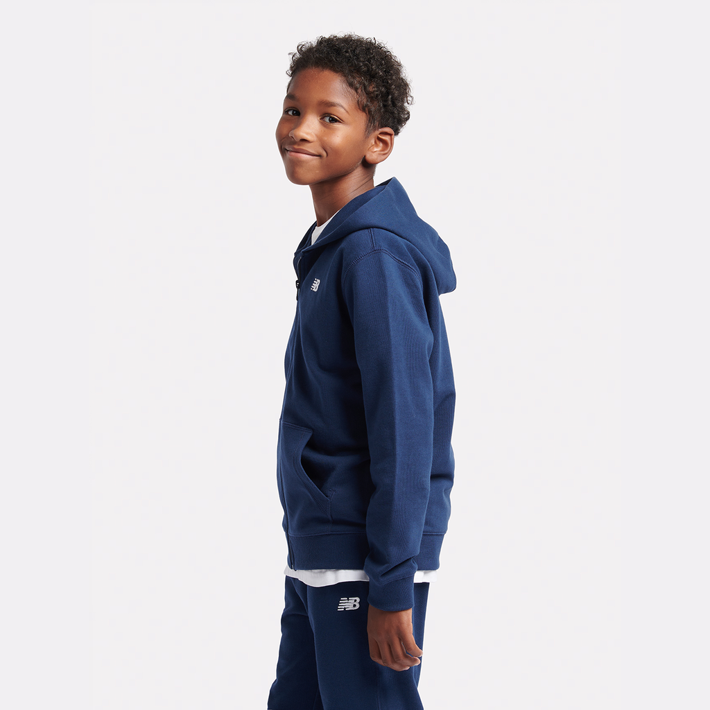 New Balance B New Balance French Terry Small Logo FZ Hoodie in BLAU