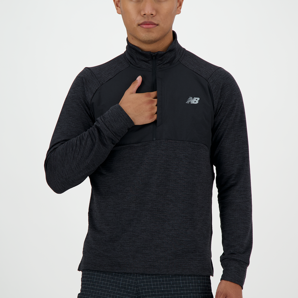 New Balance Athletics Heat Grid 1/2 Zip in SCHWARZ