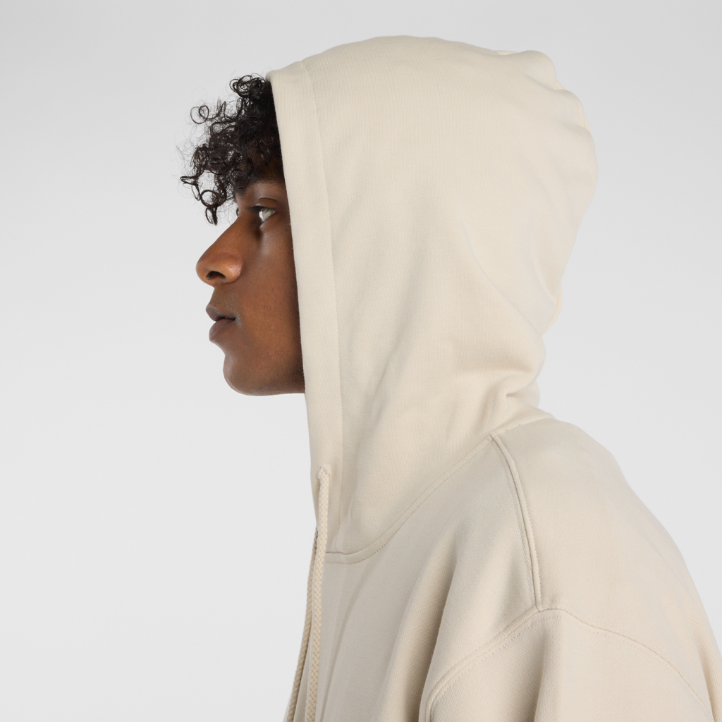New Balance Sport Essentials Small Logo French Terry Hoodie in BEIGE