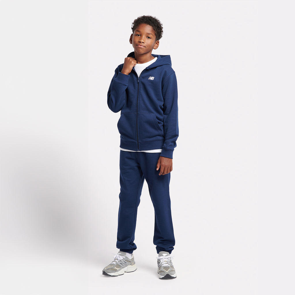 New Balance B New Balance French Terry Small Logo FZ Hoodie in BLAU