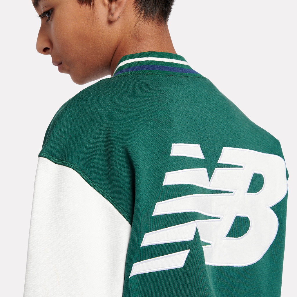 New Balance B NB Premium Loop Back Baseball Jacket in GRÜN