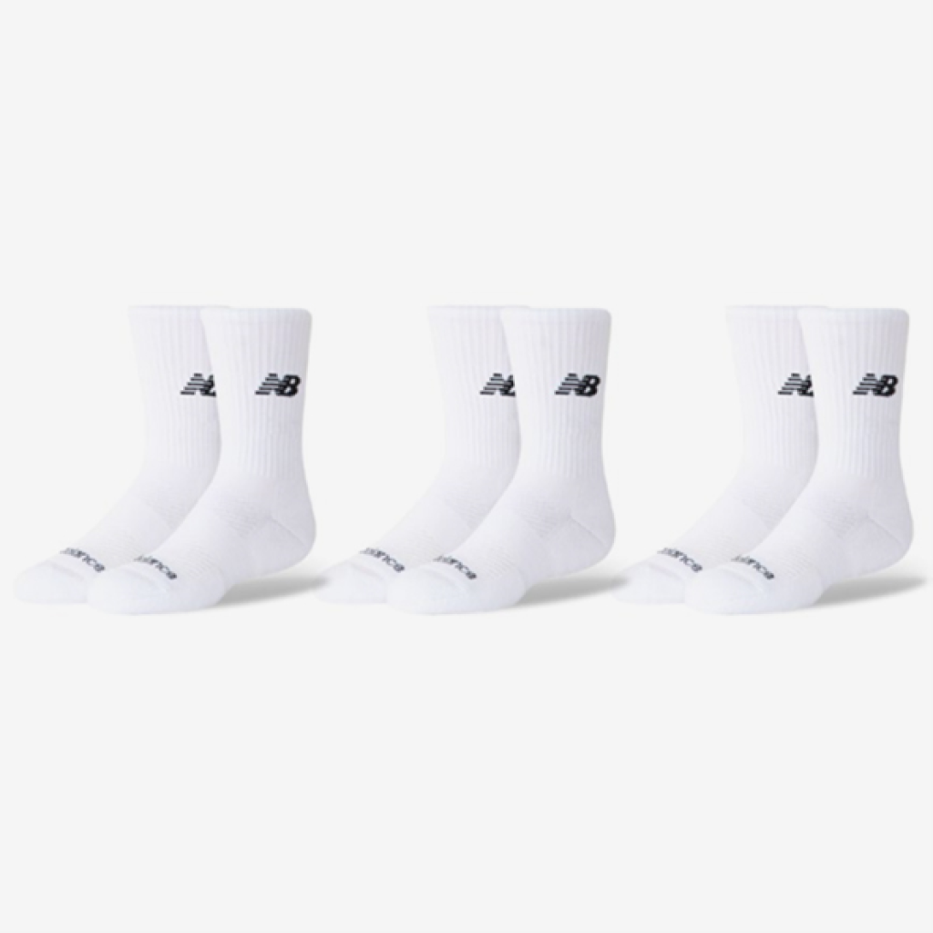 New Balance Youth Daily Essentials Cushion Crew Socks 3 Pack in WEISS