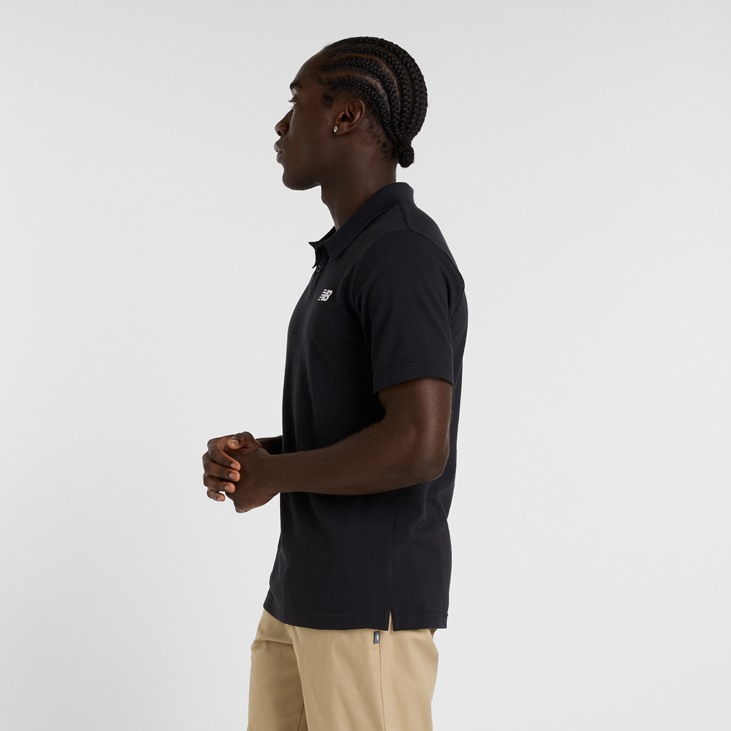 New Balance Cotton Pique Polo in SCHWARZ
