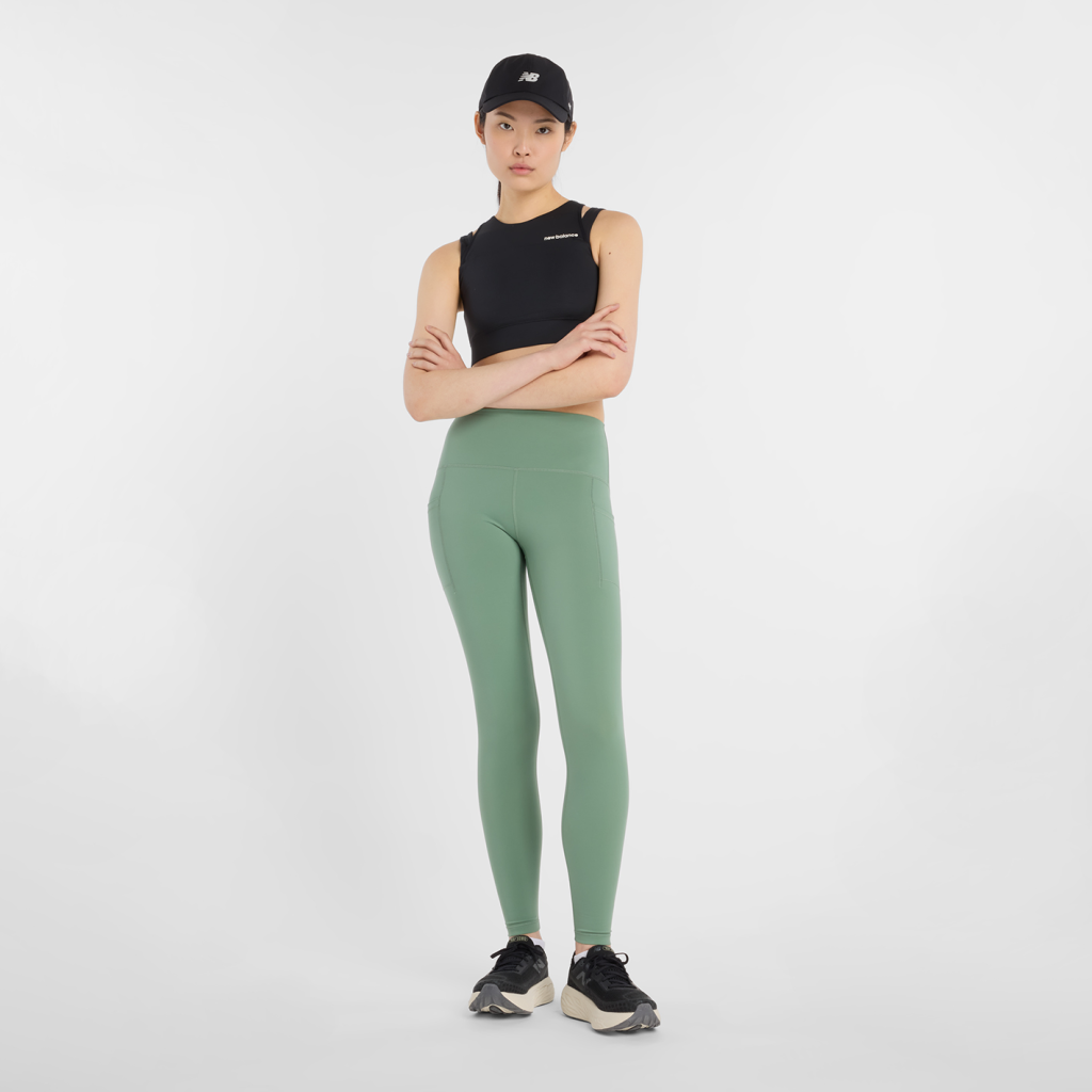 New Balance W NB Sleek Pocket High Rise Legging 27" in GRÜN