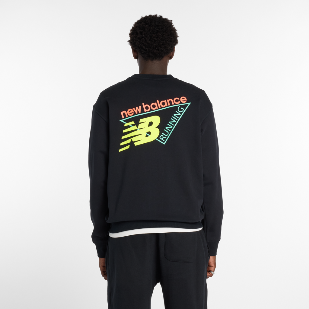 New Balance Classic Tri-Logo French Terry Crew in SCHWARZ