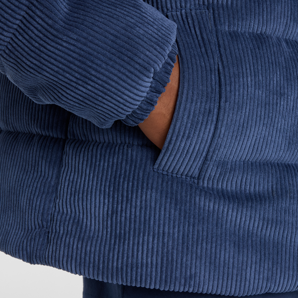 New Balance Corduroy Puffer Jacket in BLAU