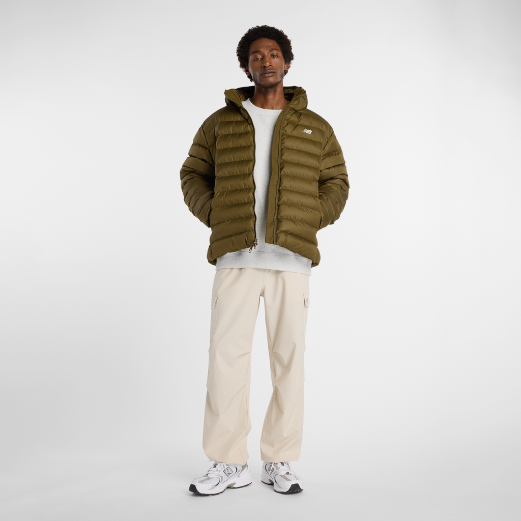 New Balance Hooded Puffer Jacket in GRÜN