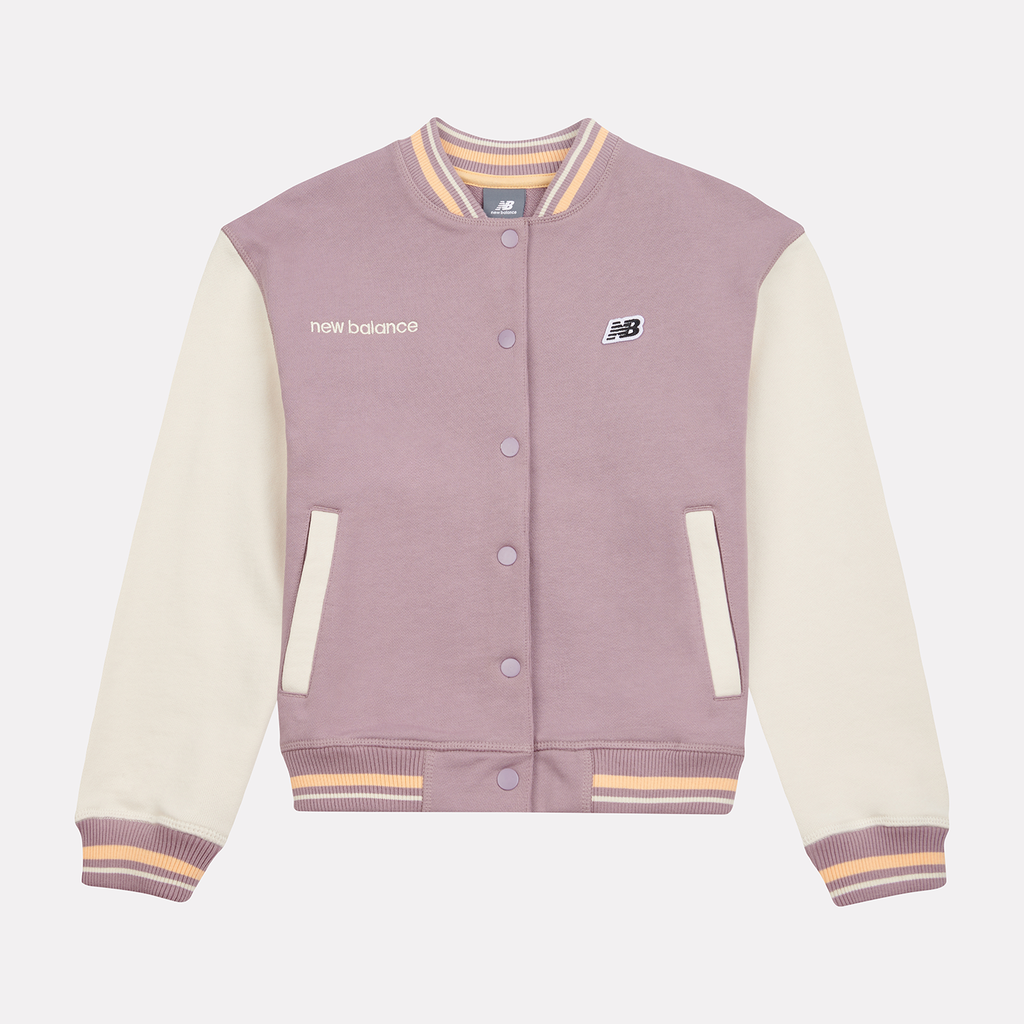 New Balance G NB Premium Loop Back Baseball Jacket in VIOLETT