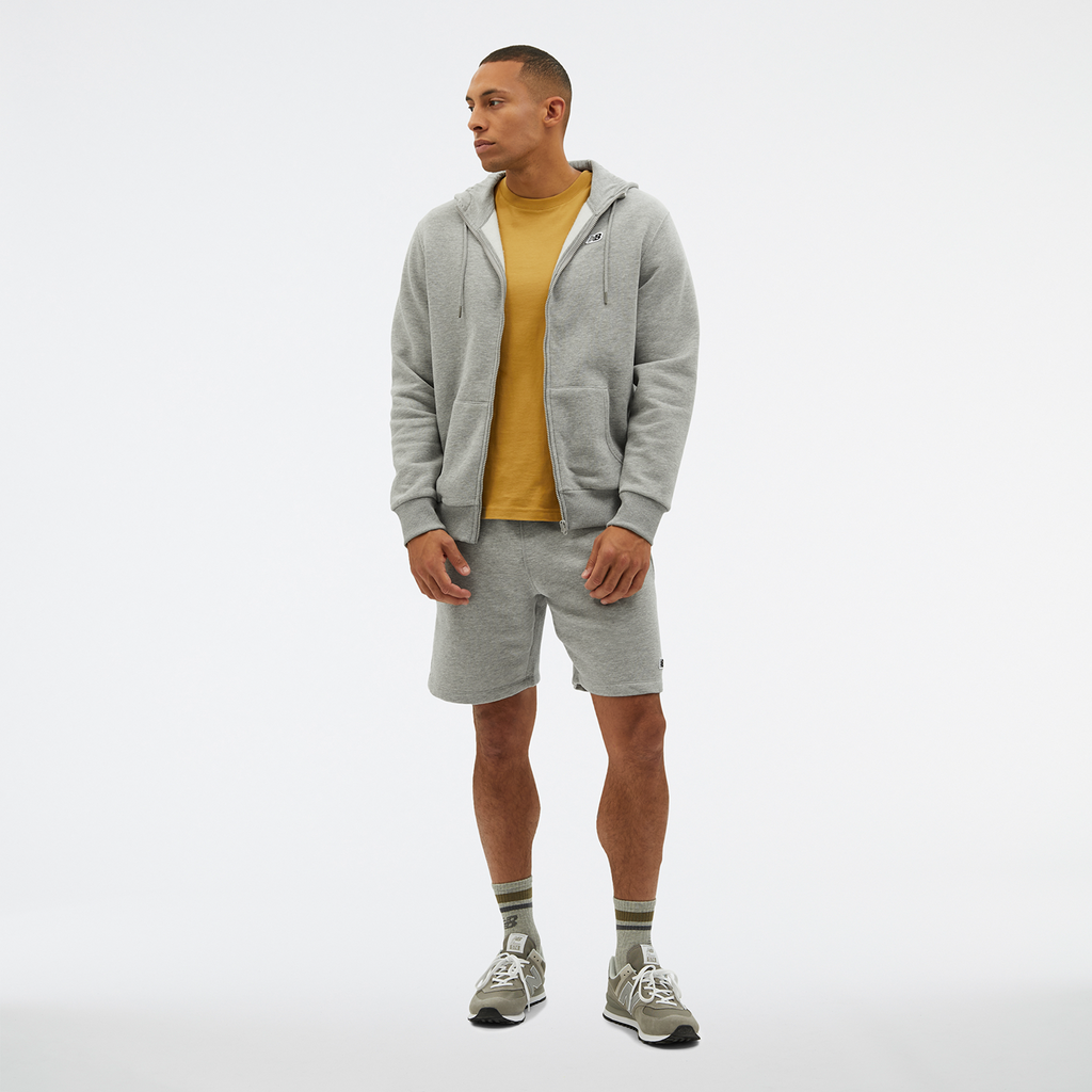 New Balance NB Small Logo Zip Hoodie in GRAU