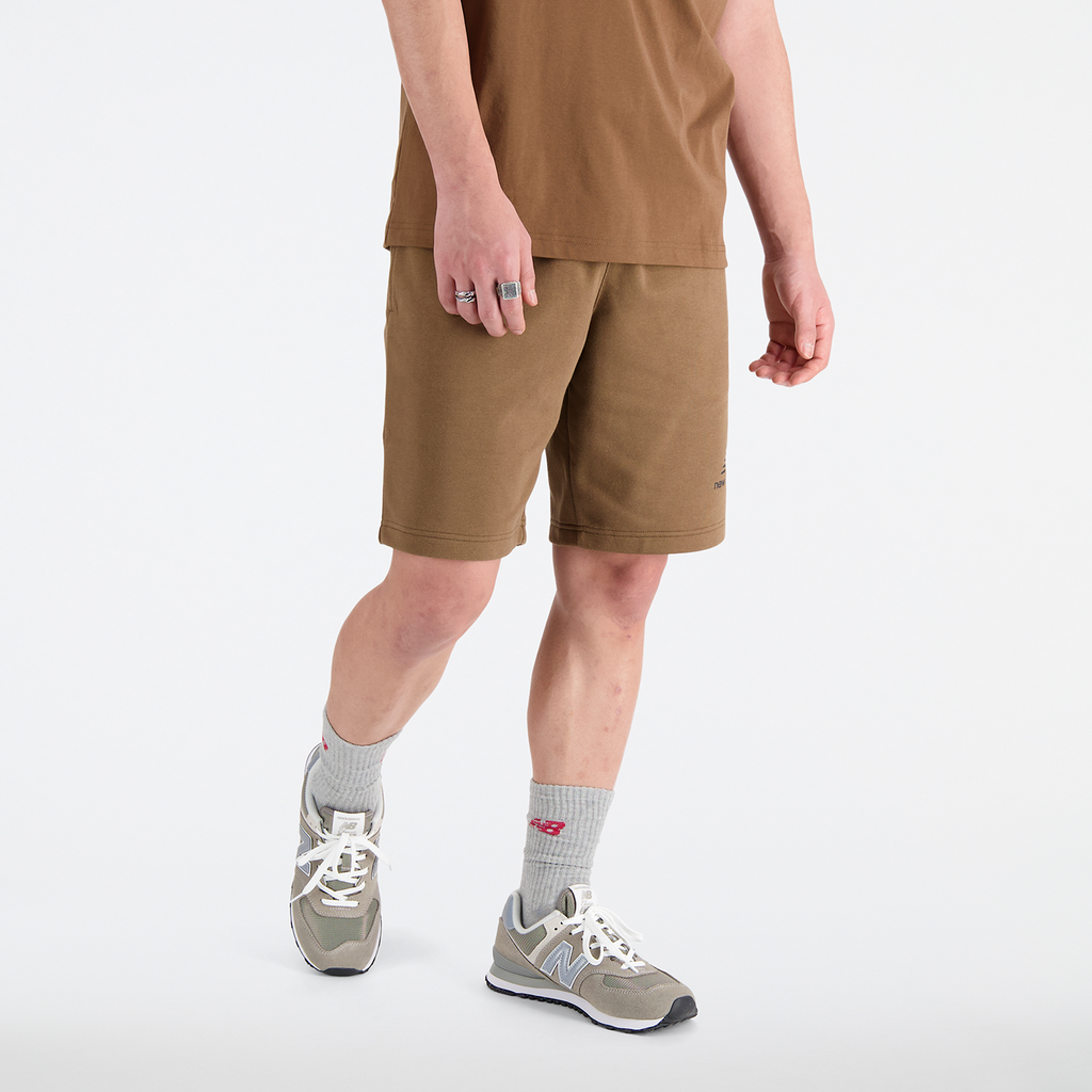 New Balance Essentials Stacked Logo Short in BRAUN