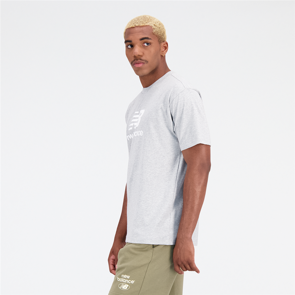 New Balance Essentials Stacked Logo T-Shirt in GRAU