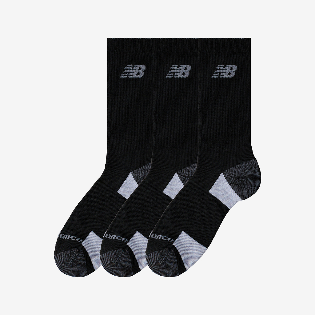 New Balance Performance Cushioned Crew 3 Pack in SCHWARZ