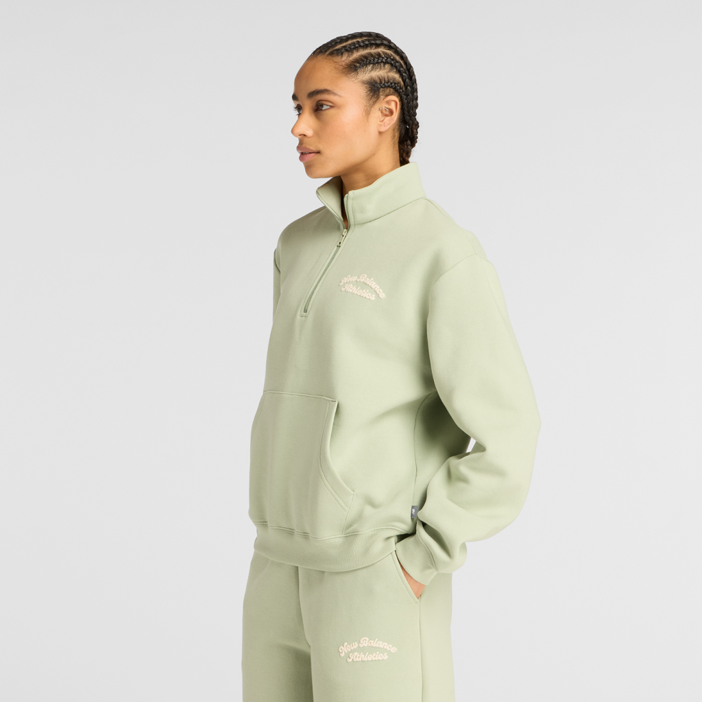 New Balance W Linear Heritage Fleece Half Zip in GRÜN