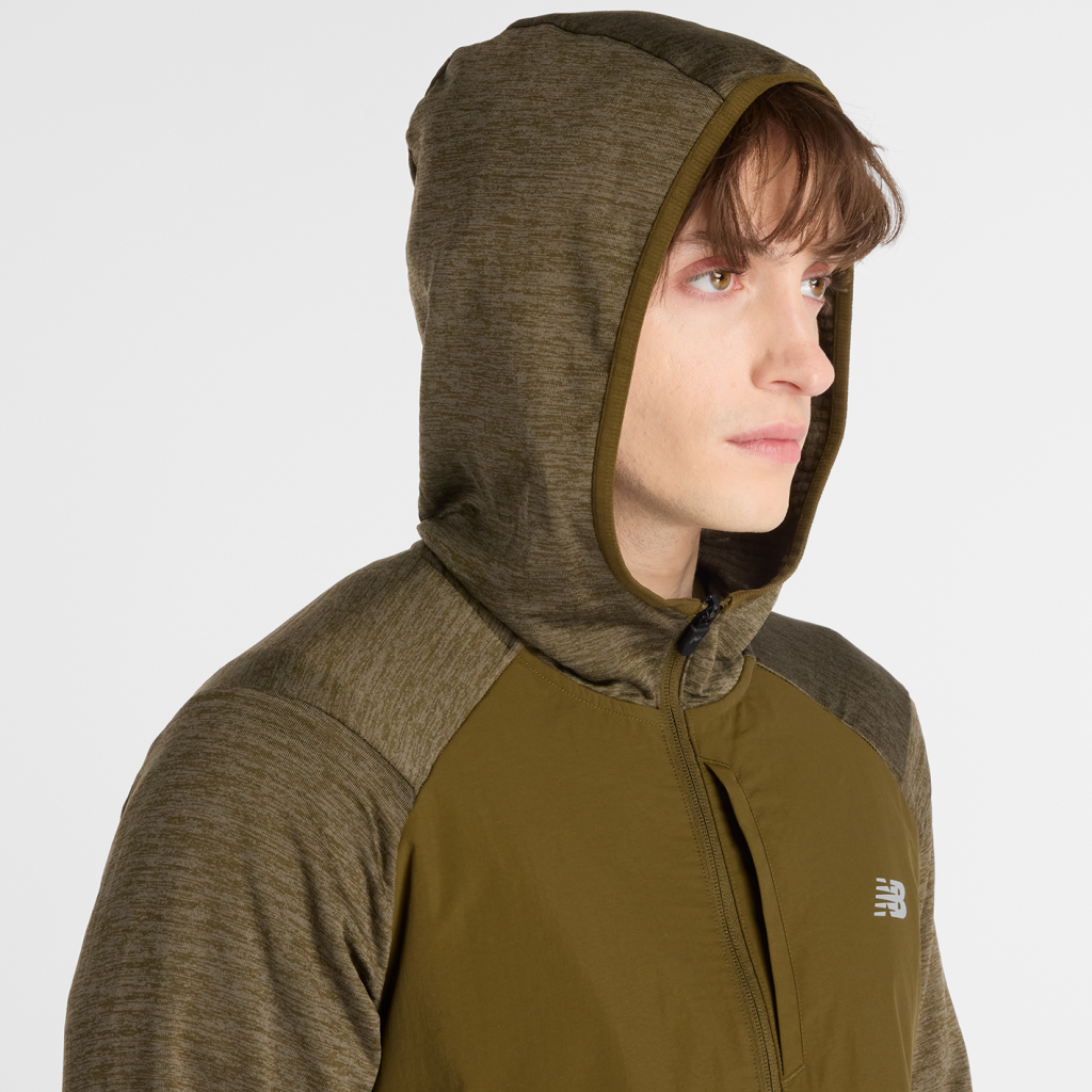New Balance Heat Grid Hooded Full Zip in BRAUN