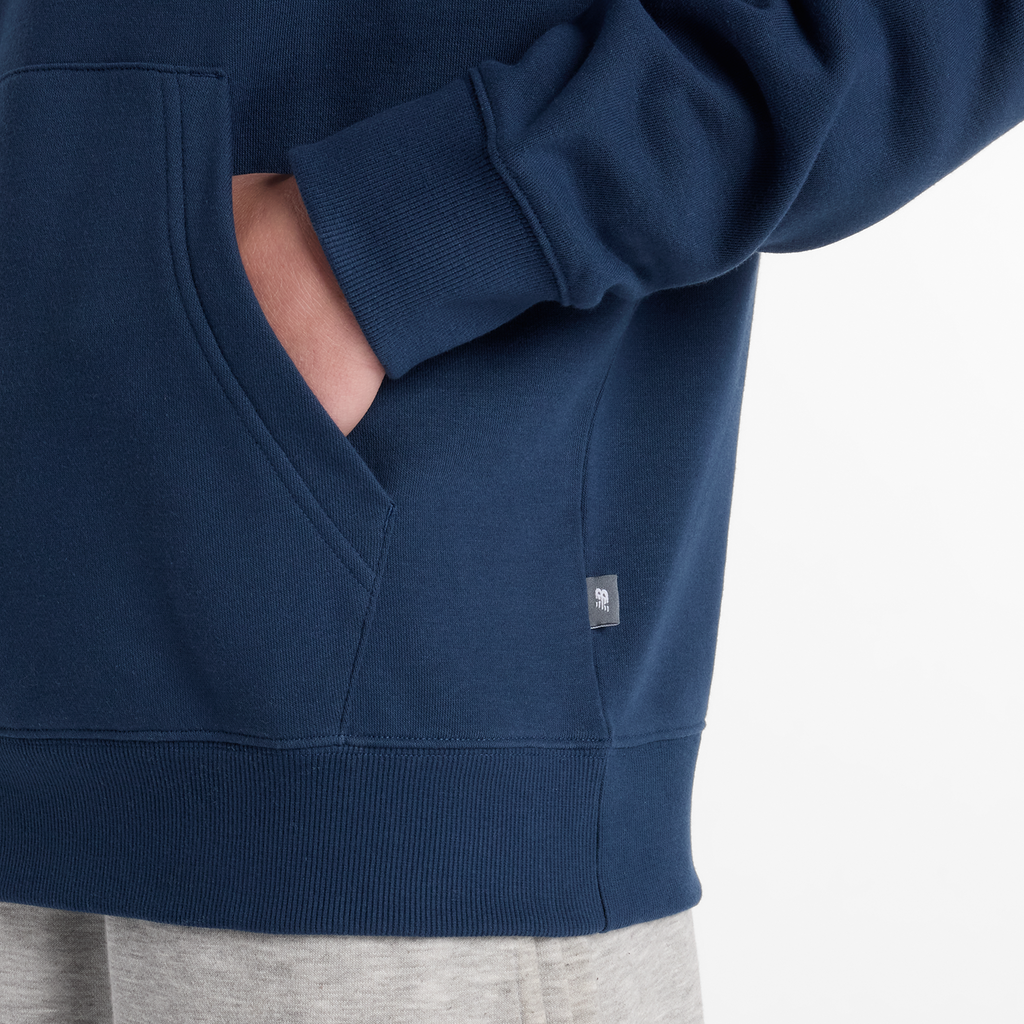 New Balance Relaxed Linear Athletics Hoodie in BLAU
