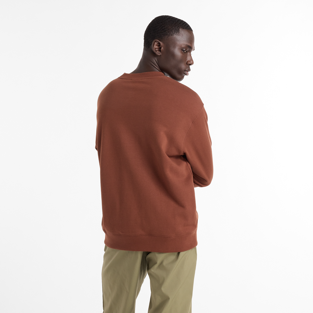 New Balance Sport Essentials Small Logo French Terry Crew in BRAUN