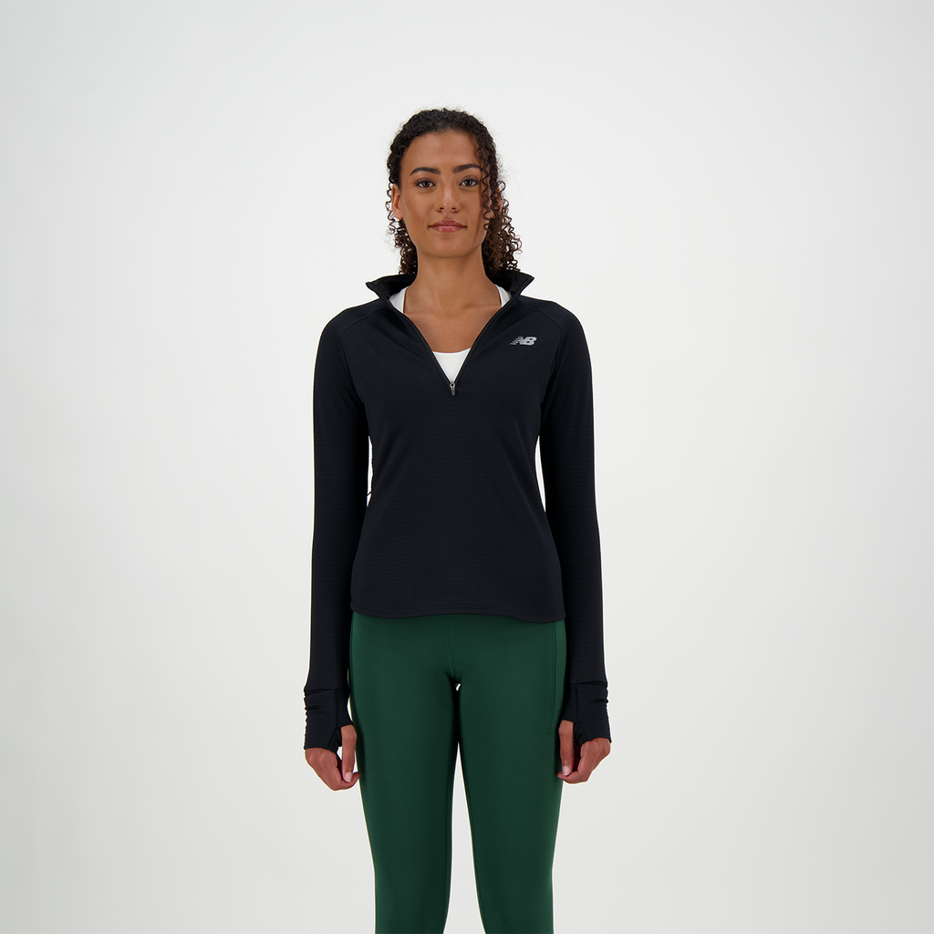 New Balance W Athletics Heat Grid Half Zip in SCHWARZ