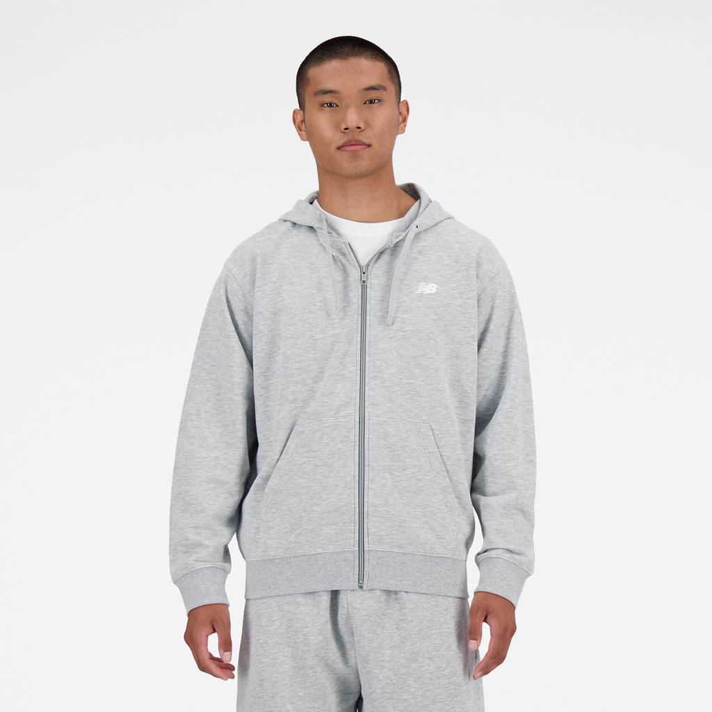 New Balance New Balance Stacked Logo French Terry FZ Hoodie in GRAU