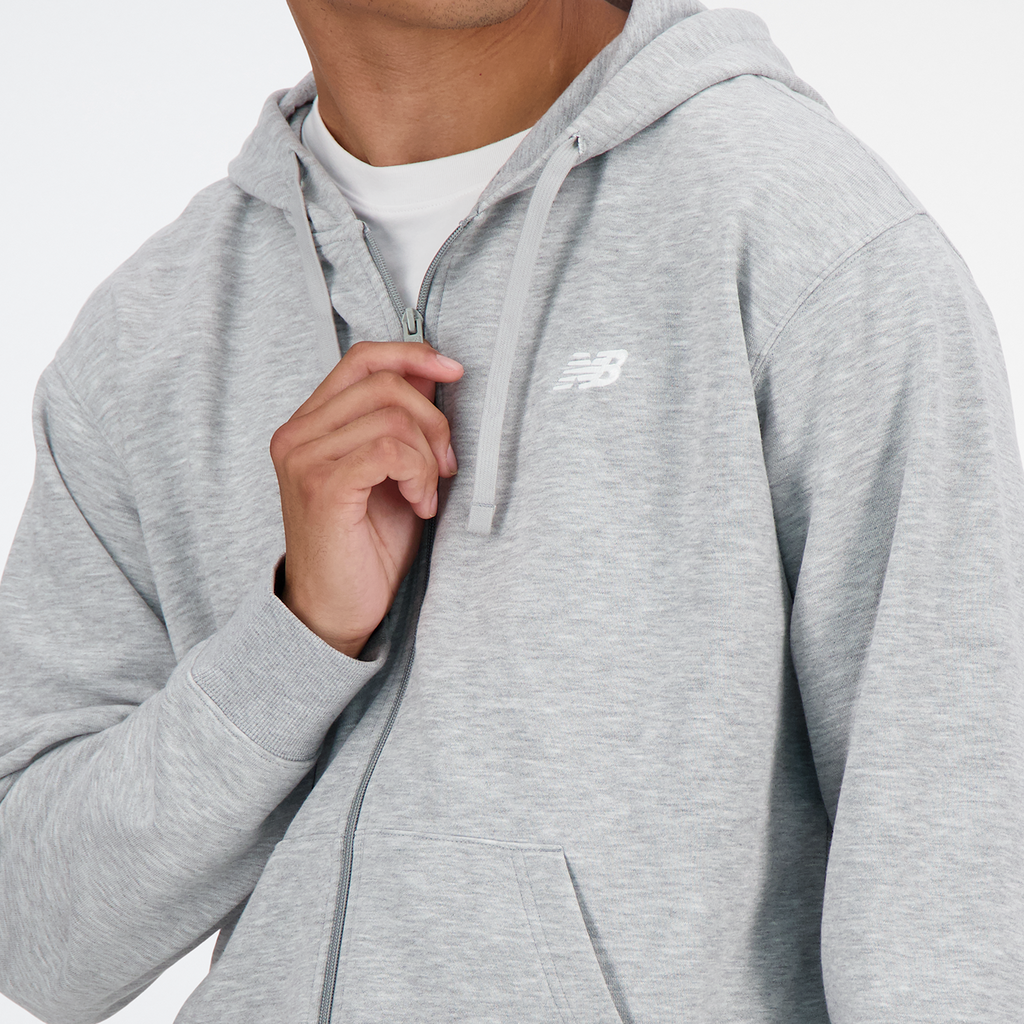 New Balance New Balance Stacked Logo French Terry FZ Hoodie in GRAU