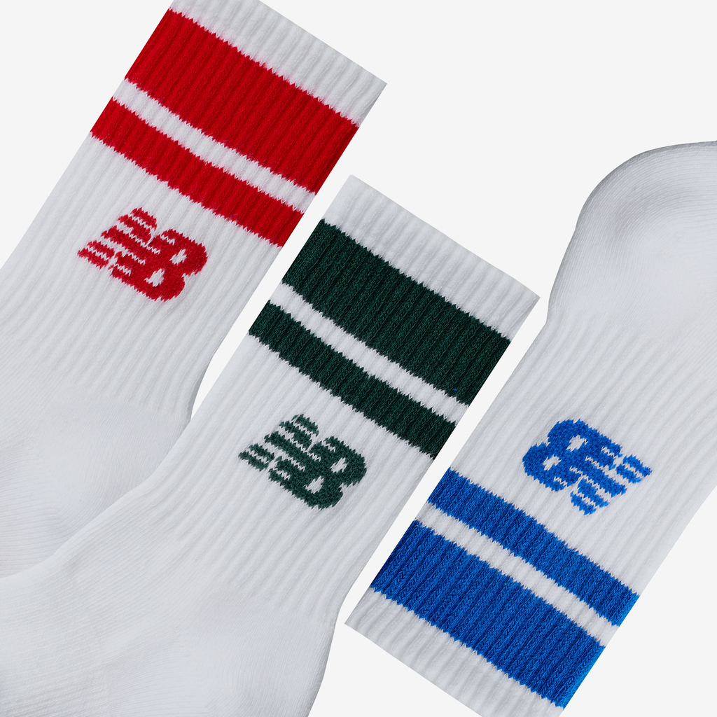 New Balance Kids Everyday Stripe Midcalf 3 Pack in WEISS