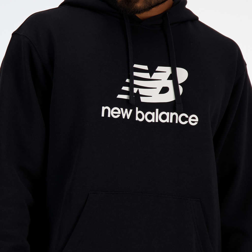 New Balance Sport Essentials Stacked Logo French Terry Hoodie in SCHWARZ