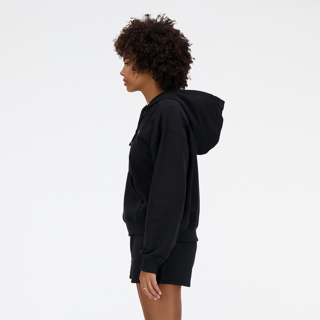 New Balance W New Balance French Terry Full Zip Hoodie in SCHWARZ