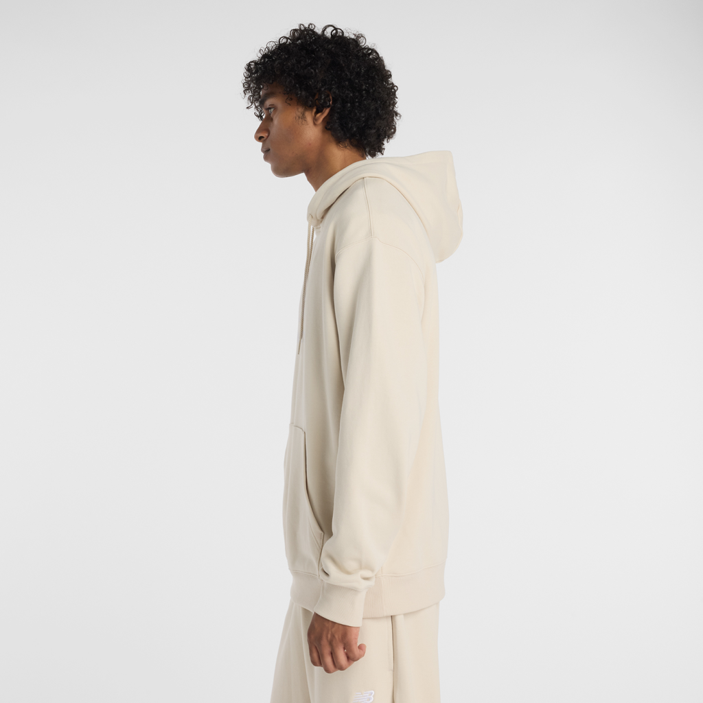 New Balance Sport Essentials Stacked Logo French Terry Hoodie in BEIGE
