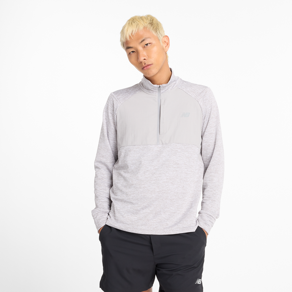 New Balance Athletics Heat Grid 1/2 Zip in GRAU