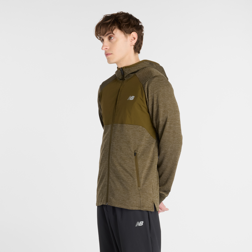 New Balance Heat Grid Hooded Full Zip in BRAUN