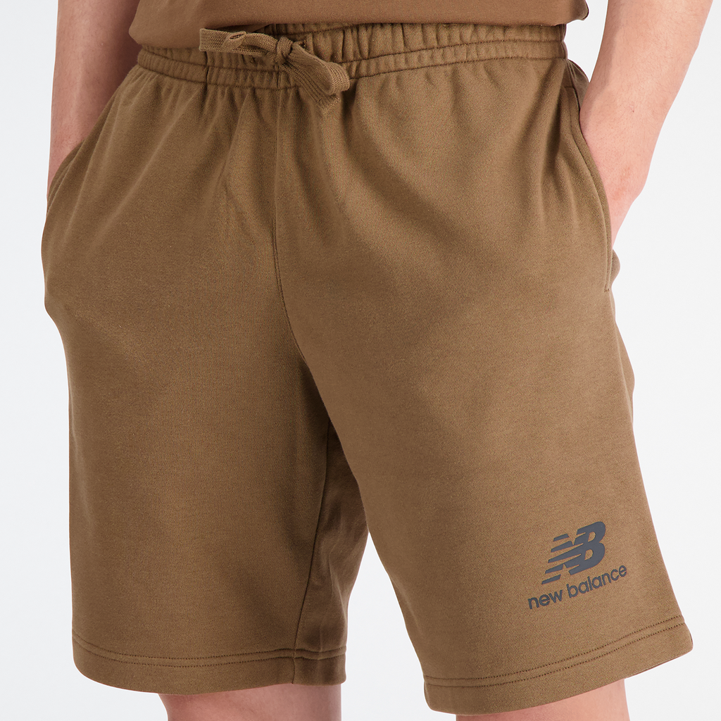 New Balance Essentials Stacked Logo Short in BRAUN