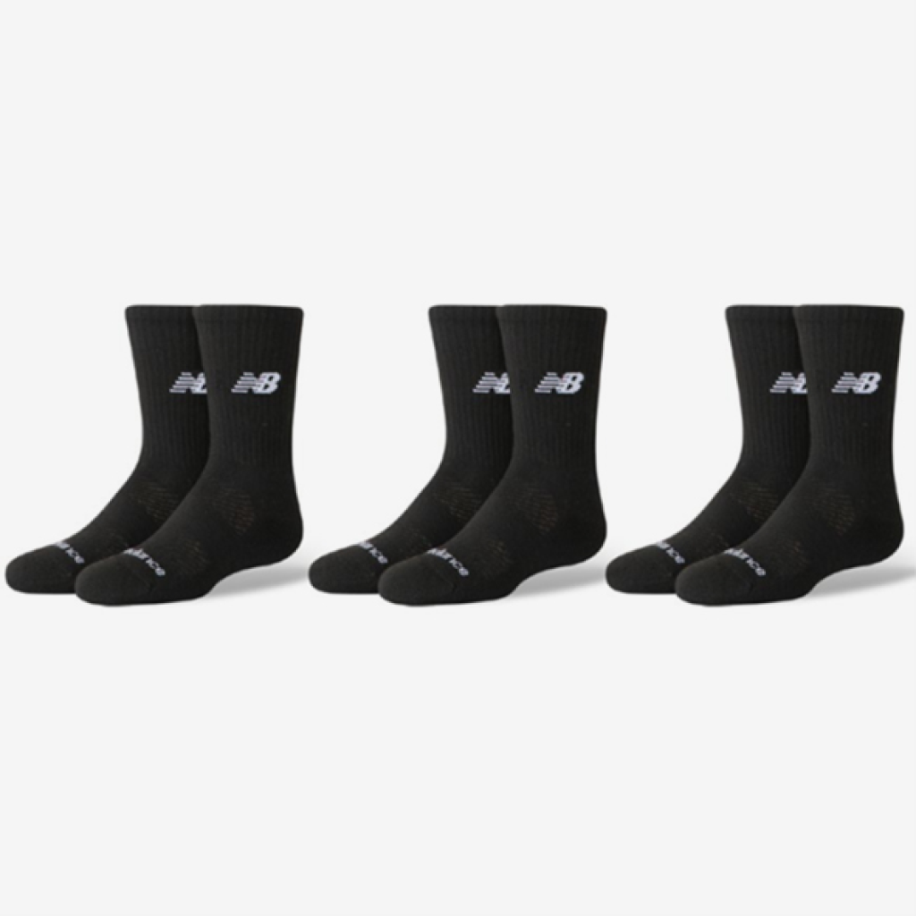 New Balance Youth Daily Essentials Cushion Crew Socks 3 Pack in SCHWARZ